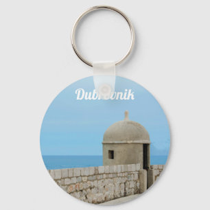 Watercolor painting of Dubrovnik city wall Key Ring