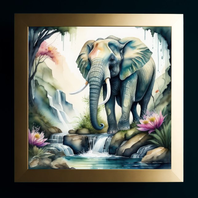 Watercolor Painting of Elephant 1:1 Poster (Creator Uploaded)