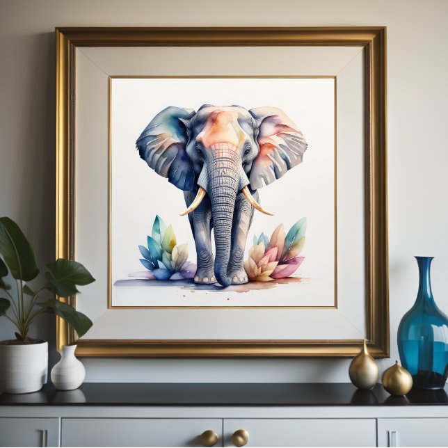 Watercolor Painting of Elephant 1:1 Poster (Creator Uploaded)