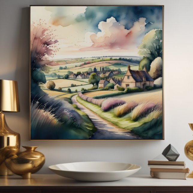Watercolor Painting of English Countryside Poster (Creator Uploaded)
