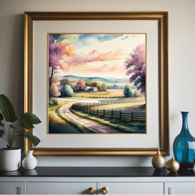 Watercolor Painting of Farm Barn Poster (Creator Uploaded)