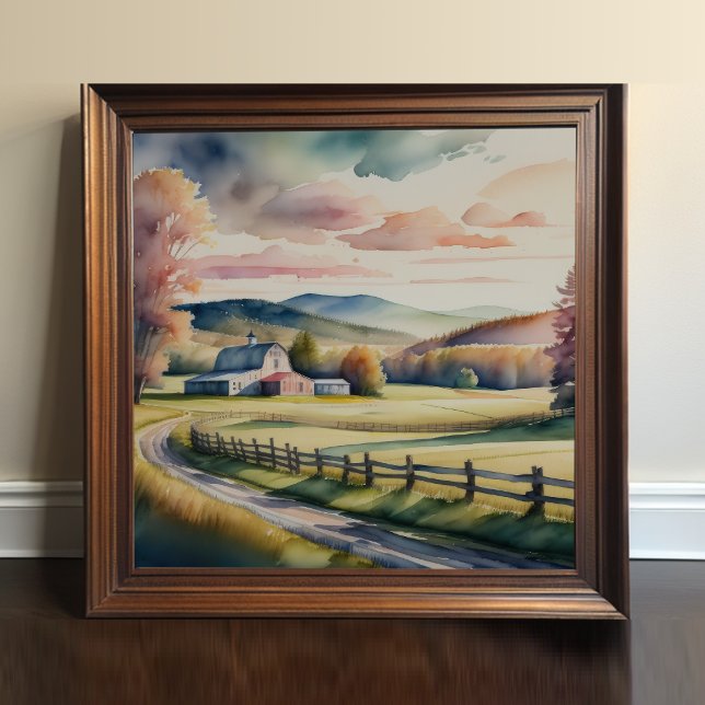 Watercolor Painting of Farm Barn Poster (Creator Uploaded)