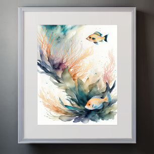 Watercolor Painting of Fish Poster