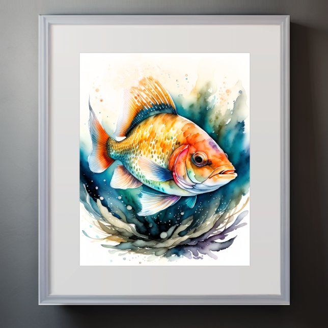 Watercolor Painting of Fish Poster (Creator Uploaded)