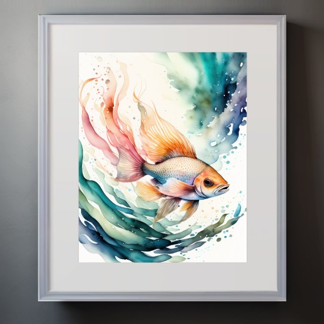 Watercolor Painting of Fish Poster (Creator Uploaded)