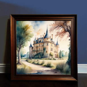 Watercolor Painting of French Chateau Poster