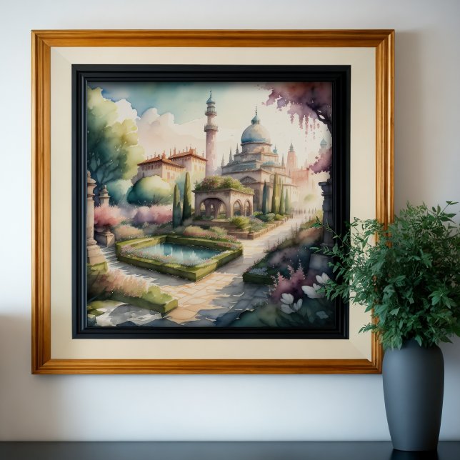 Watercolor Painting of Garden Landscape Poster (Creator Uploaded)