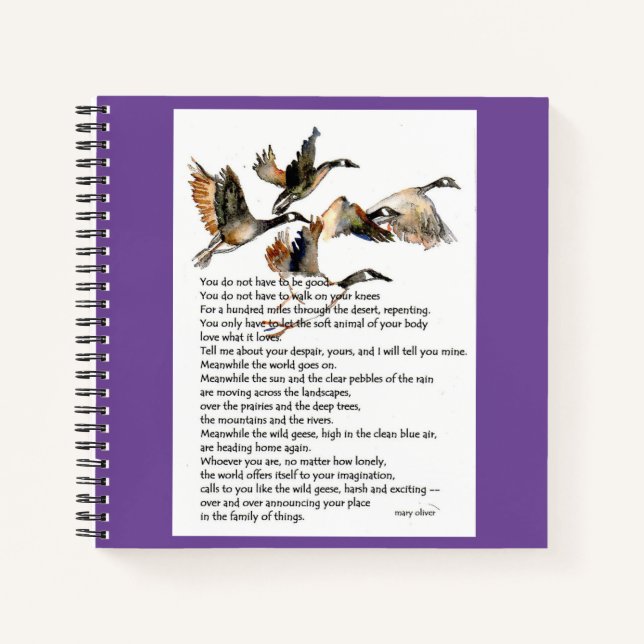 watercolor painting of geese + mary oliver poem notebook (Front)