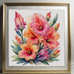 Watercolor Painting of Gladiolas IX Poster