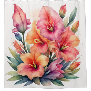 Watercolor Painting of Gladiolas Shower Curtain