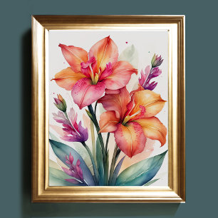 Watercolor Painting of Gladiolas V Poster