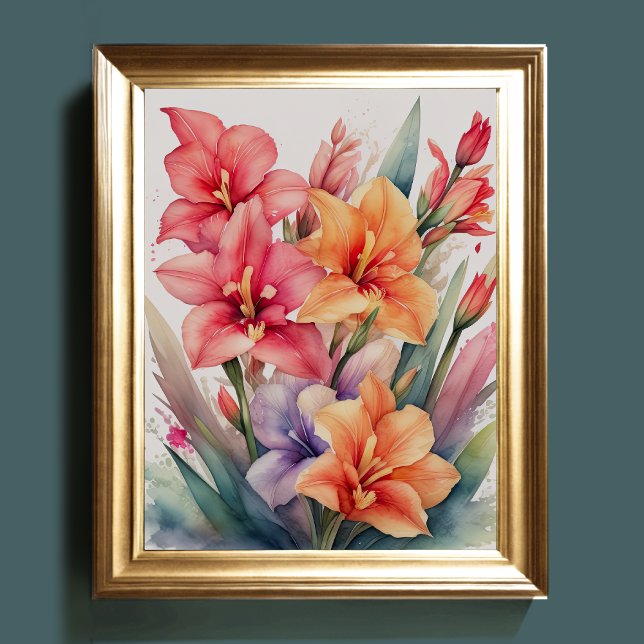 Watercolor Painting of Gladiolas VII Poster (Creator Uploaded)