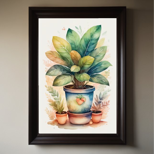 Watercolor Painting of House Plant in Pot III Poster (Creator Uploaded)