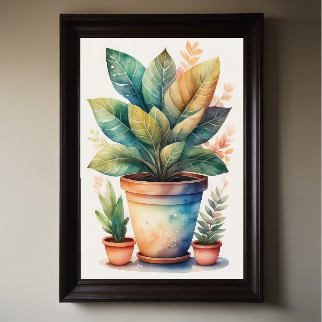 Watercolor Painting of House Plant in Pot IV Poster (Creator Uploaded)