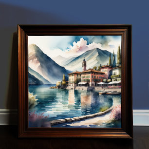 Watercolor Painting of  Lake Como Poster