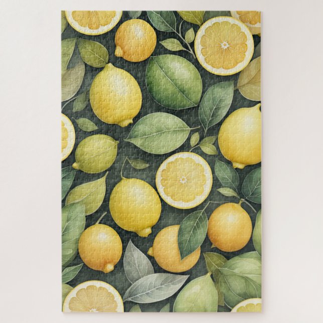 Watercolor Painting of Lemons Jigsaw Puzzle (Vertical)