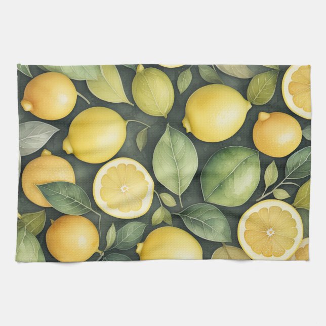 Watercolor Painting of Lemons Tea Towel (Horizontal)