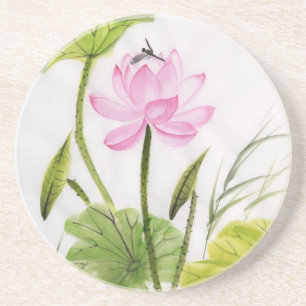 Watercolor Painting Of Lotus Flower 2 Coaster