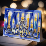 Watercolor Painting of Menorah Blue White Candles<br><div class="desc">Watercolor Painting of Menorah Blue White Candles</div>