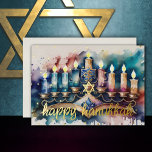 Watercolor Painting of Menorah Happy Hanukkah<br><div class="desc">Painted Trees Happy Hoildays</div>