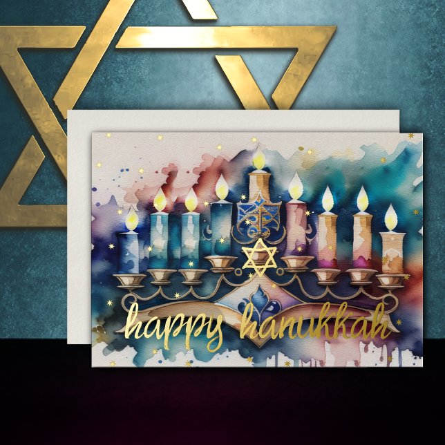 Watercolor Painting of Menorah Happy Hanukkah (Creator Uploaded)