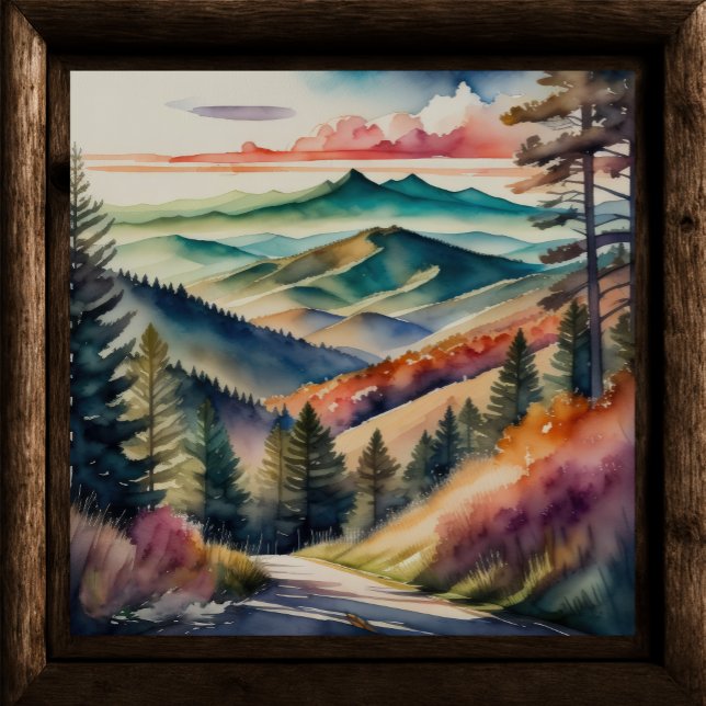 Watercolor Painting of Mountain Landscape Poster (Creator Uploaded)