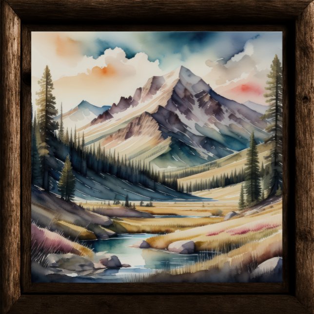 Watercolor Painting of Mountain Landscape Poster (Creator Uploaded)