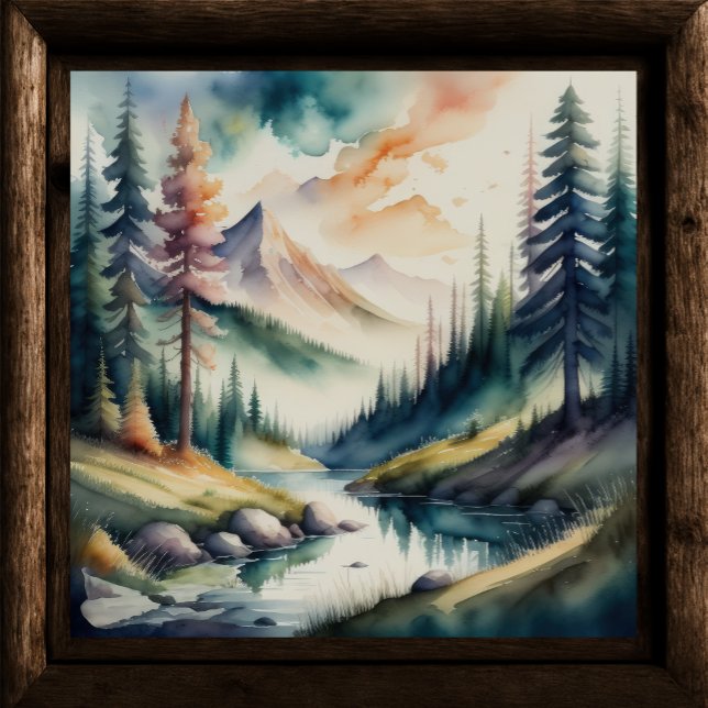 Watercolor Painting of Mountain Landscape Poster (Creator Uploaded)