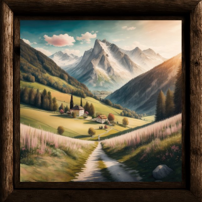 Watercolor Painting of Mountain Landscape Poster (Creator Uploaded)