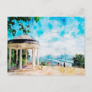 Watercolor painting of Niederwald monument Postcard