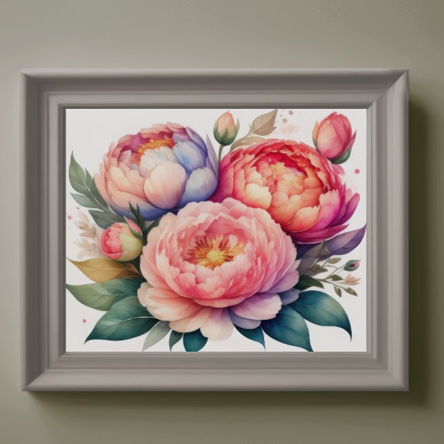Watercolor Painting of Peonies VI Poster (Creator Uploaded)