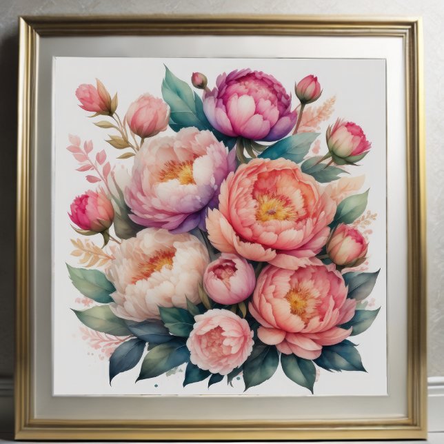 Watercolor Painting of Peonies VII Poster (Creator Uploaded)