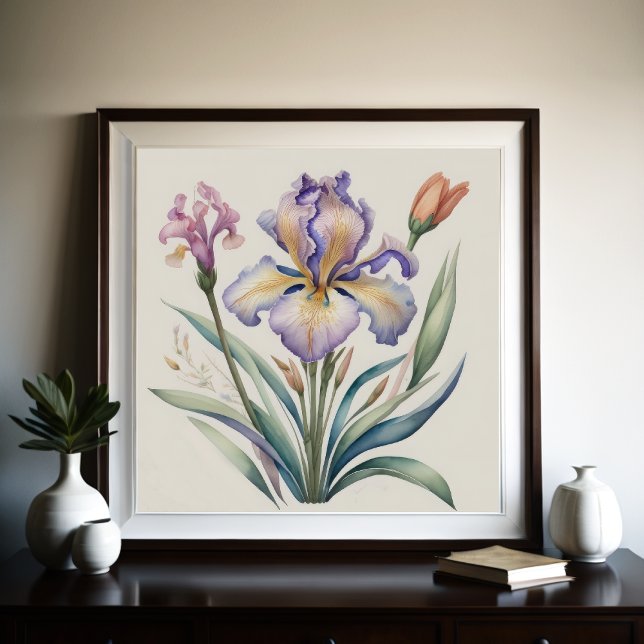 Watercolor Painting of Purple Iris Poster (Creator Uploaded)