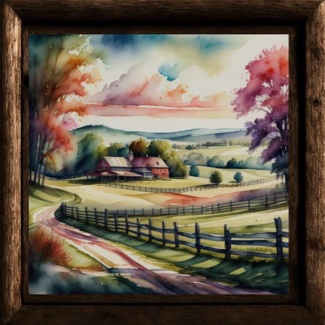 Watercolor Painting of Rural Landscape Poster (Creator Uploaded)