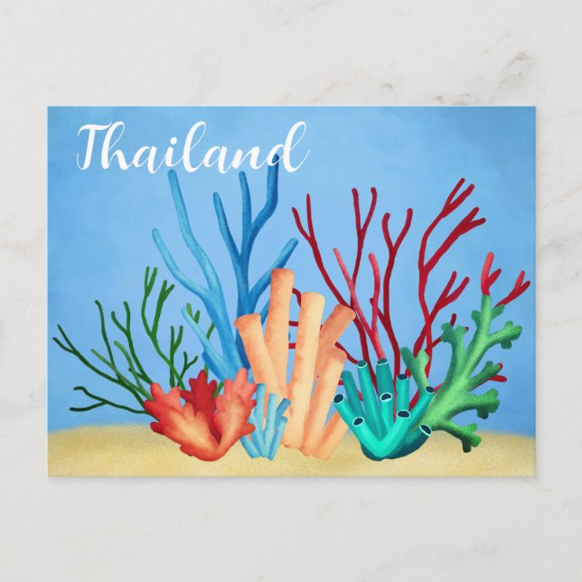Watercolor painting of sea corals postcard (Front)