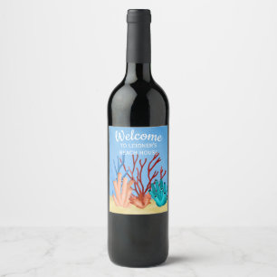 Watercolor painting of sea corals wine label