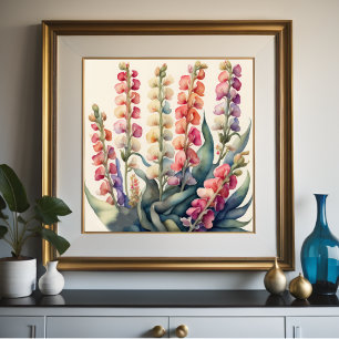 Watercolor Painting of Snapdragons Poster