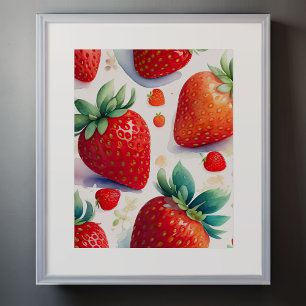 Watercolor Painting of Strawberries II Poster