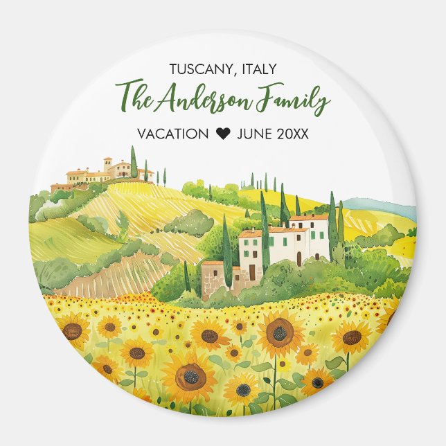 Watercolor Painting of Sunflowers in Tuscany Magnet (Front)