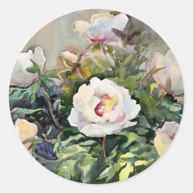 Watercolor Painting Of The Beautiful Flowers Classic Round Sticker (Front)
