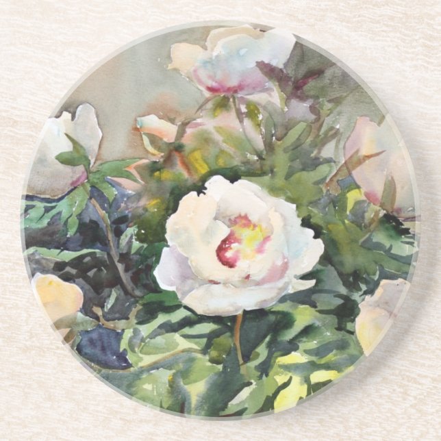 Watercolor Painting Of The Beautiful Flowers Coaster (Front)
