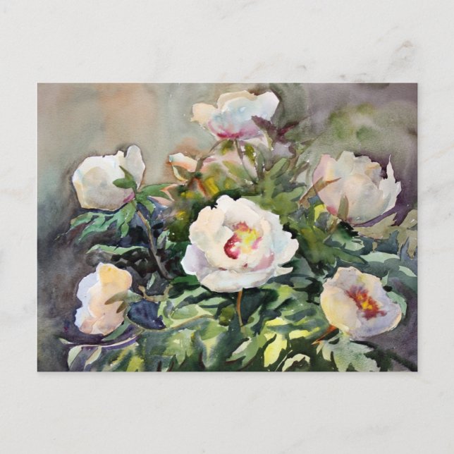 Watercolor Painting Of The Beautiful Flowers Postcard (Front)