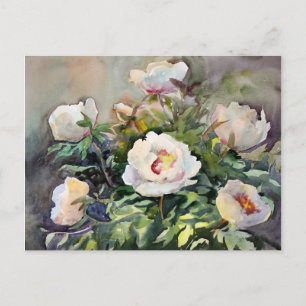 Watercolor Painting Of The Beautiful Flowers Postcard