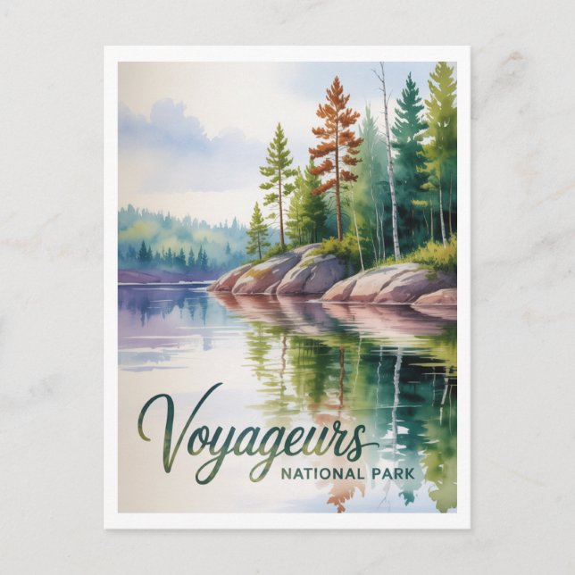 Watercolor Painting of Voyageurs National Park Postcard (Front)