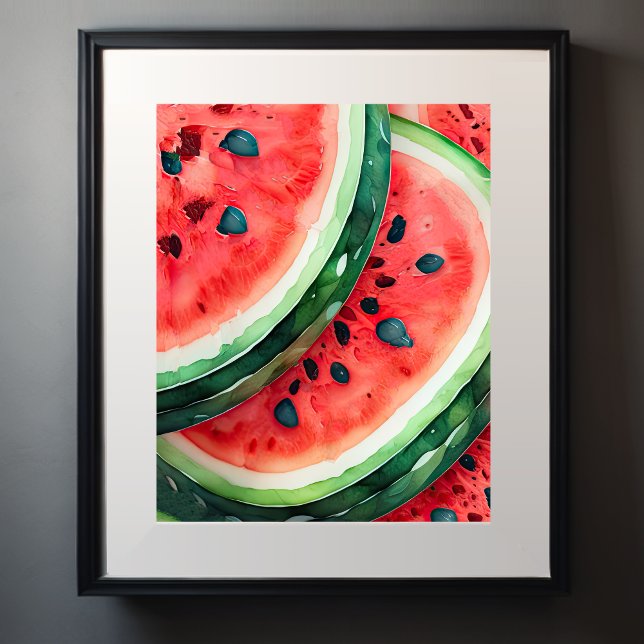 Watercolor Painting of Watermelon Poster (Watermelon)