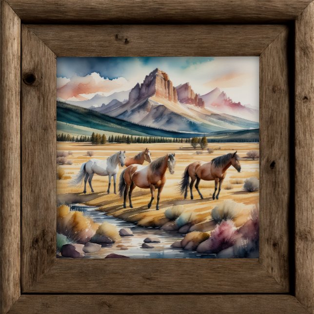 Watercolor Painting of Wild Horses 1:1 Poster (Creator Uploaded)