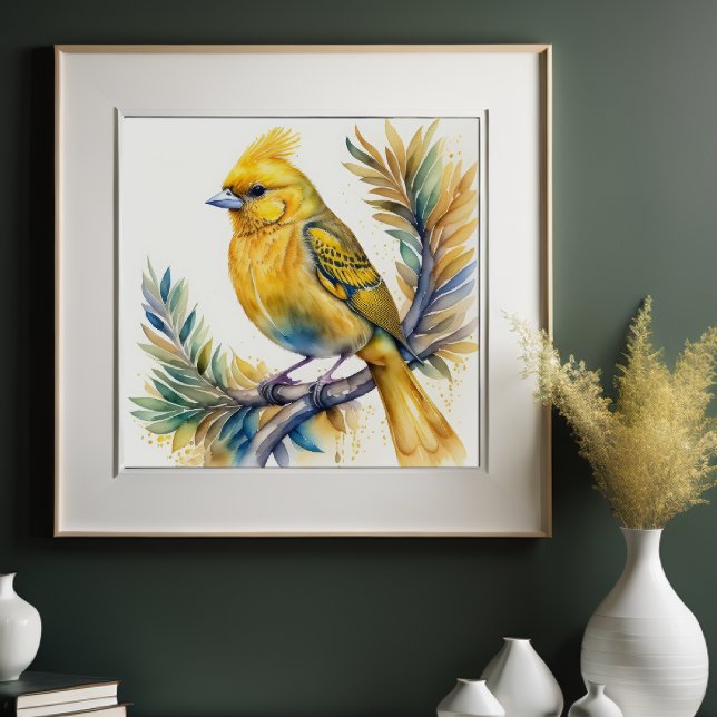 Watercolor Painting of Yellow Bird 1:1 Poster (Creator Uploaded)