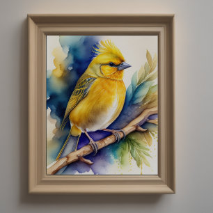 Watercolor Painting of Yellow Bird 5:4 Poster
