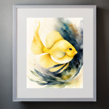 Watercolor Painting of Yellow Fish II