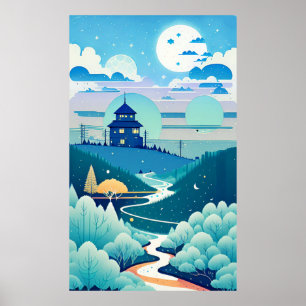 Watercolor painting, pastel, canvas, design 8 poster